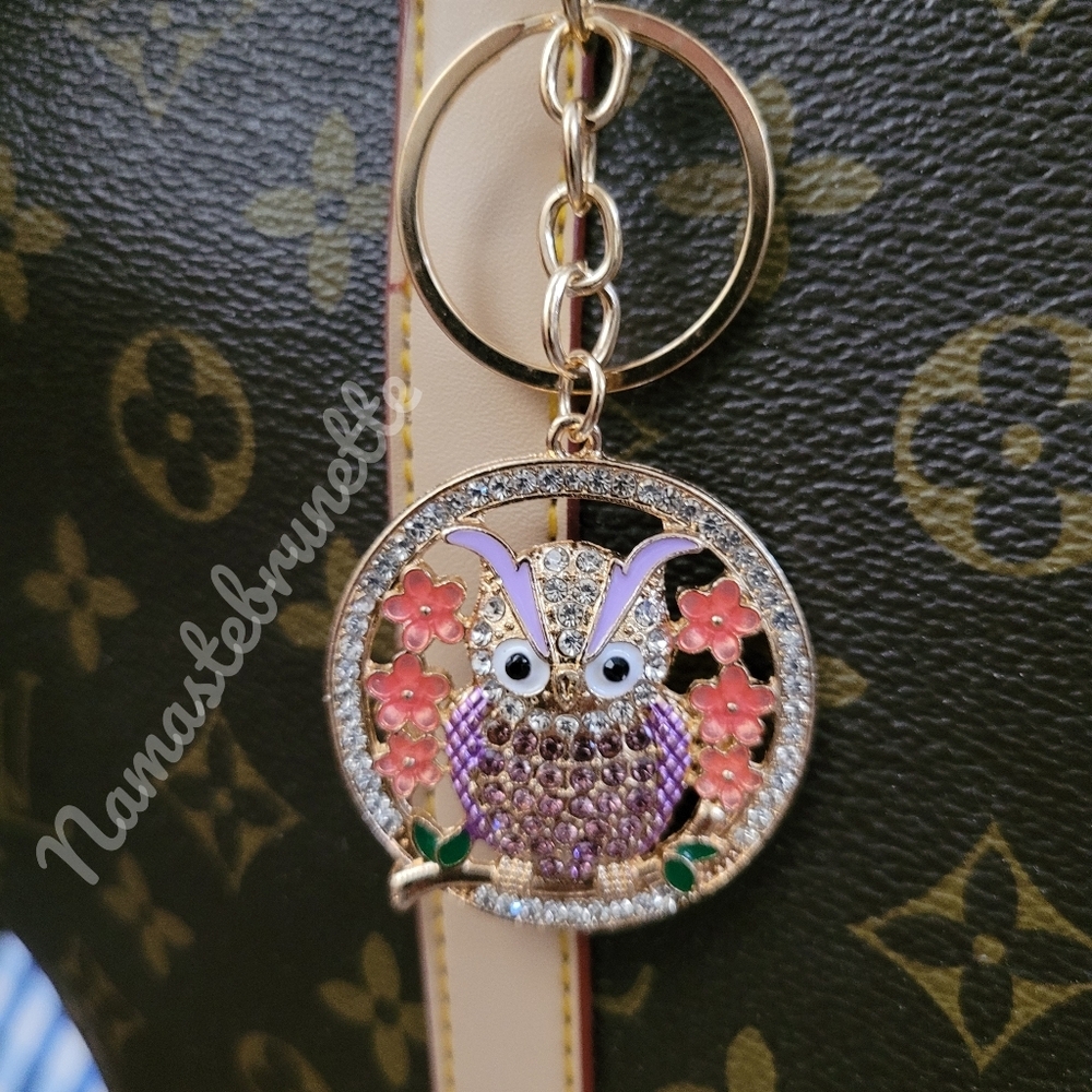 2/$20 Boho Owl Crystal Rhinestone Keychain Bag Charm
